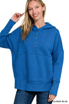 FLEECE HALF SNAP BUTTON HOODED SWEATSHIRTS-How Cute is That? Boutique