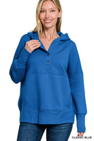 FLEECE HALF SNAP BUTTON HOODED SWEATSHIRTS-How Cute is That? Boutique