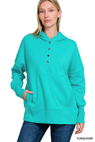 FLEECE HALF SNAP BUTTON HOODED SWEATSHIRTS-How Cute is That? Boutique