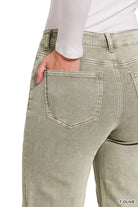 ACID WASHED FRAYED CUTOFF HEM STRAIGHT WIDE PANTS-How Cute is That? Boutique