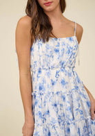 FLORAL SPAGHETTI STRAP BACK TIE TIERED MINI DRESS-How Cute is That? Boutique