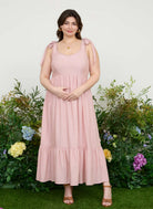 Scallop Eyelet Trim Tie Strap MIDI Dress- Plus-How Cute is That? Boutique