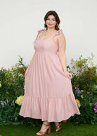 Scallop Eyelet Trim Tie Strap MIDI Dress- Plus-How Cute is That? Boutique