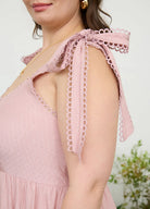 Scallop Eyelet Trim Tie Strap MIDI Dress- Plus-How Cute is That? Boutique