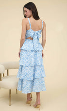 FLORAL BACK TIERED RUFFLE TIERED MAXI DRESS-How Cute is That? Boutique