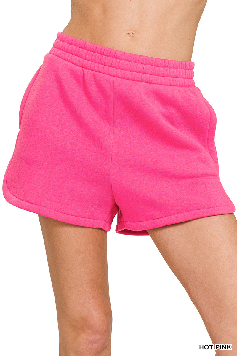 FLEECE ELASTIC WAISTBAND DOLPHIN SHORTS-How Cute is That? Boutique