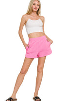 FLEECE ELASTIC WAISTBAND DOLPHIN SHORTS-How Cute is That? Boutique