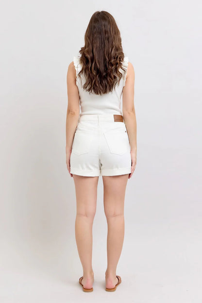 Hi Waisted White Denim Judy Blue Shorts