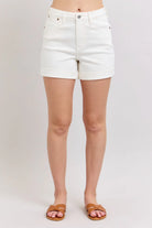 Hi Waisted White Denim Judy Blue Shorts-How Cute is That? Boutique