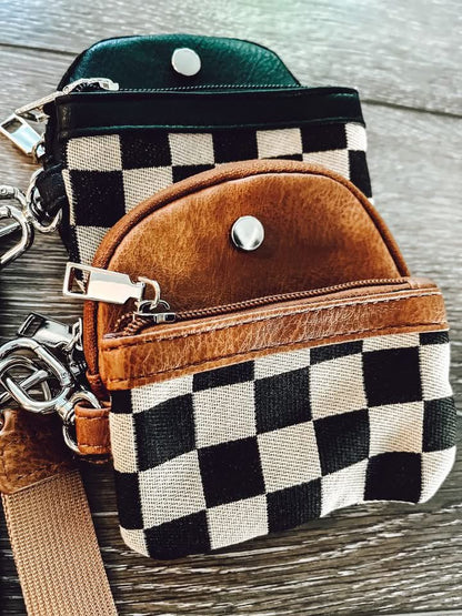 Dual pouch wristlet keychain wallet