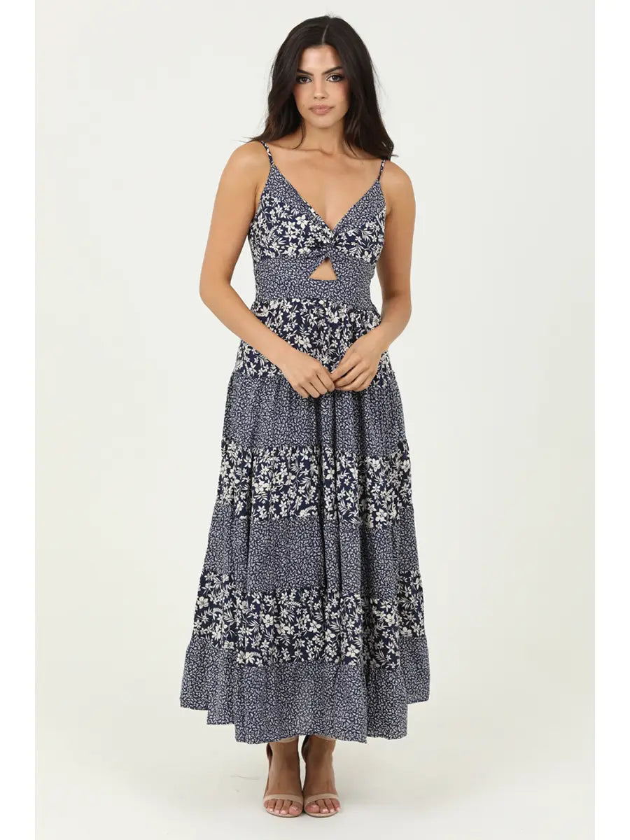 Smocked Bodice Vneck Maxi Dress by Angie-How Cute is That? Boutique