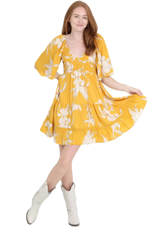 Yellow Floral Dress by Angie