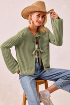 Solid Knit Sweater Top with Bow Tied-How Cute is That? Boutique