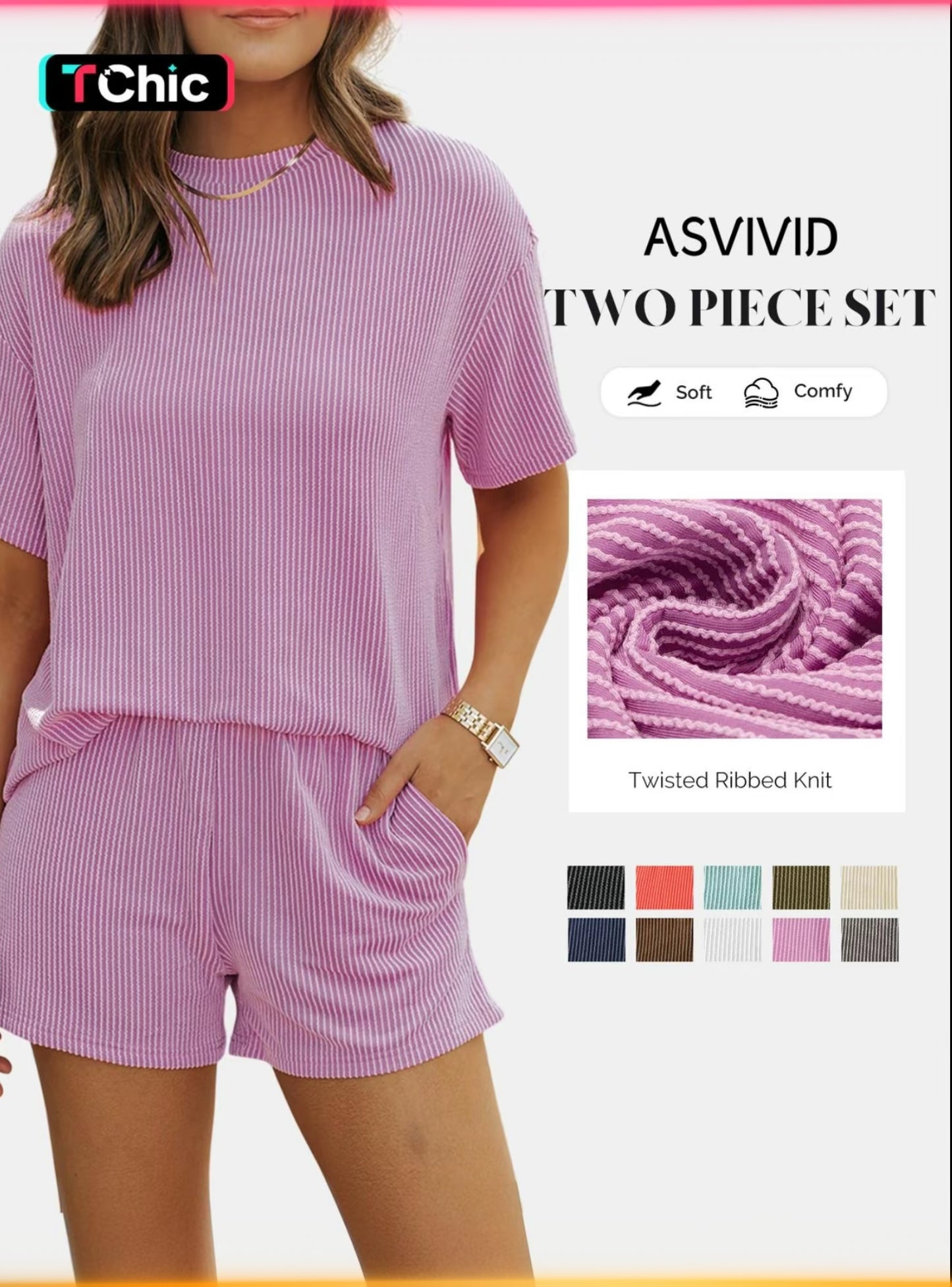 Textured Tshirt and Short Set