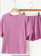 Textured Tshirt and Short Set-How Cute is That? Boutique