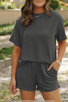 Textured Tshirt and Short Set-How Cute is That? Boutique