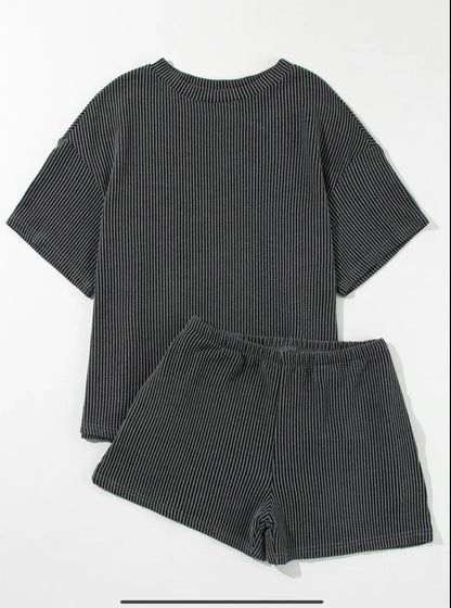 Textured Tshirt and Short Set