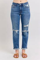 Judy Blue Highwaist Mid Rise Vintage Boyfriend Denim Jeans-How Cute is That? Boutique