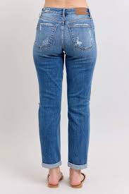Judy Blue Highwaist Mid Rise Vintage Boyfriend Denim Jeans-How Cute is That? Boutique