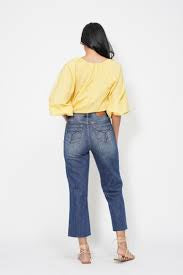 Judy Blue Highwaist Back Pocket Embroidery Crop Wide-How Cute is That? Boutique