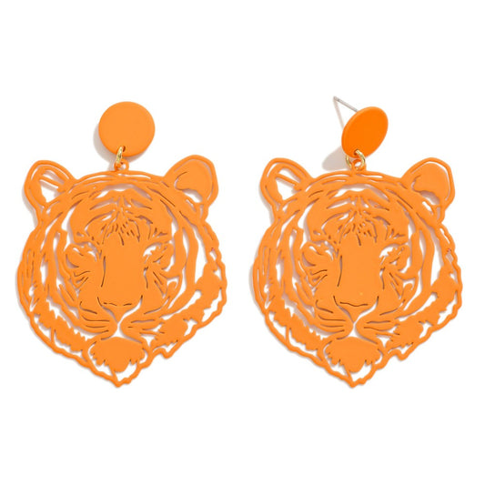 Laser Cut Bengals Tiger Drop Earring