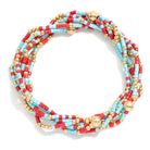 Set of Six Game Day Beaded Stretch Bracelets With Gold Tone Bead Accents-How Cute is That? Boutique