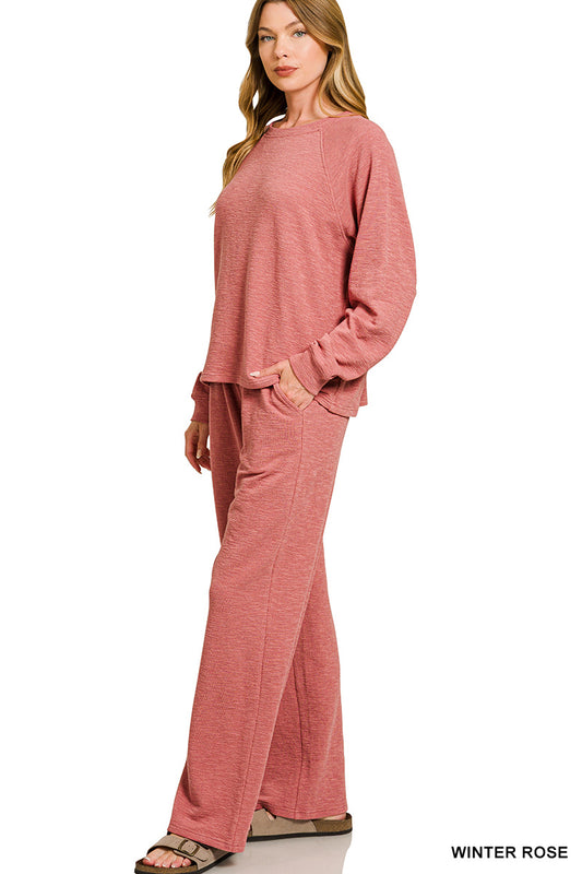 LONG SLEEVE & SWEATPANTS SET in Winter Rose