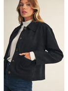 Button Down Suede Jacket-How Cute is That? Boutique