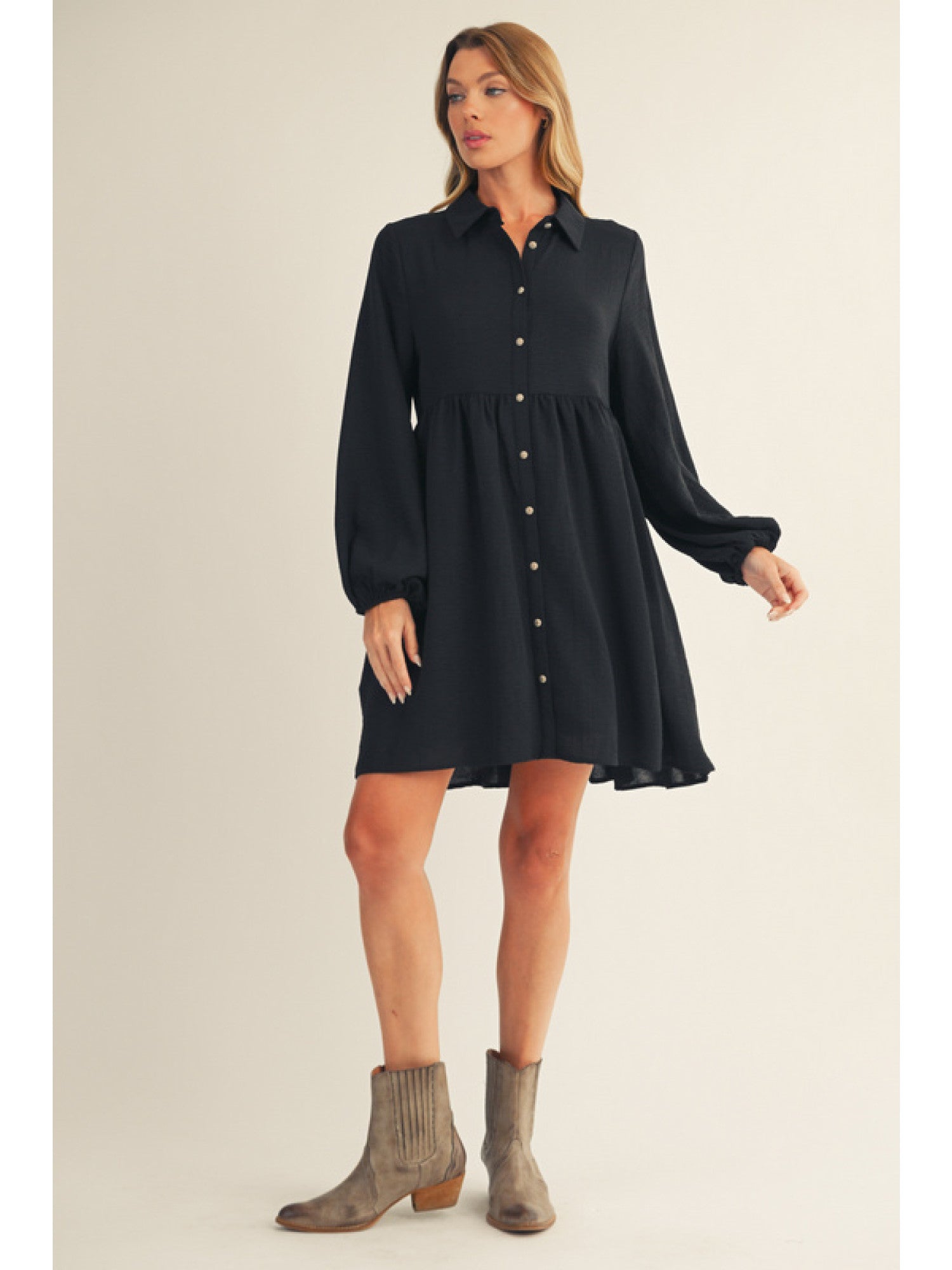 Button Down Crinkle Dress-How Cute is That? Boutique
