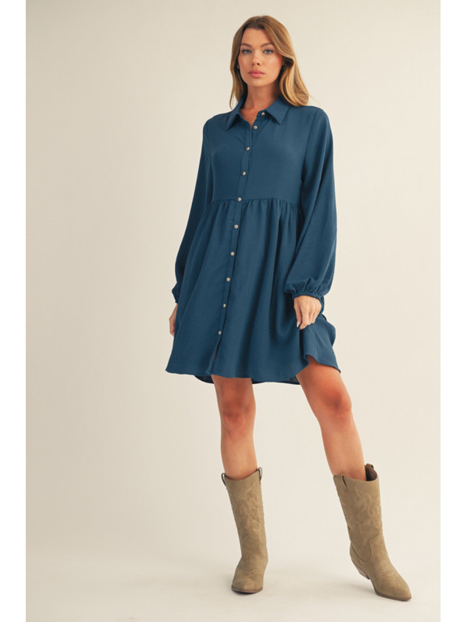 Button Down Crinkle Dress-How Cute is That? Boutique
