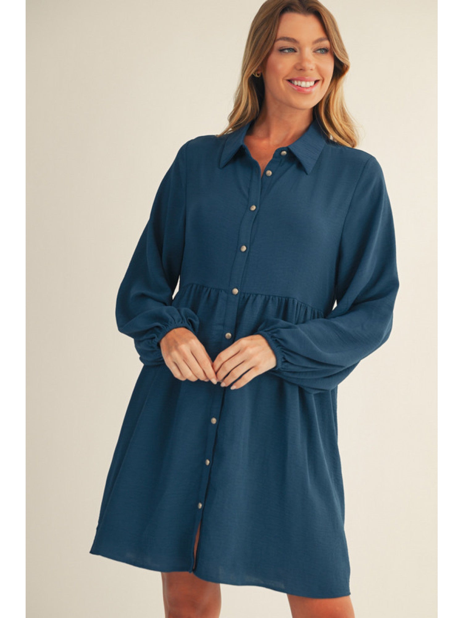 Button Down Crinkle Dress-How Cute is That? Boutique