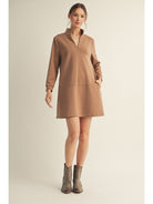 Collared Dress with pockets in Mocha-How Cute is That? Boutique