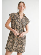 Leopard dress with open collared neck-How Cute is That? Boutique