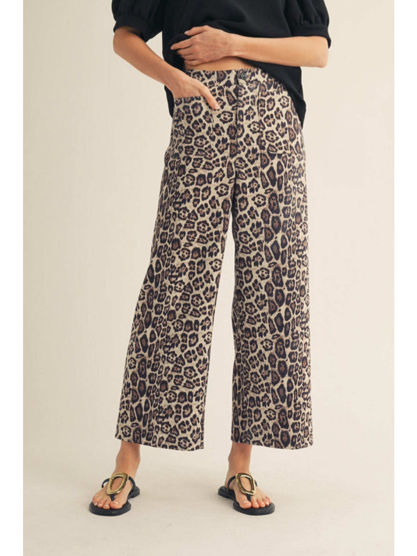 Wide Leg Leopard Pants