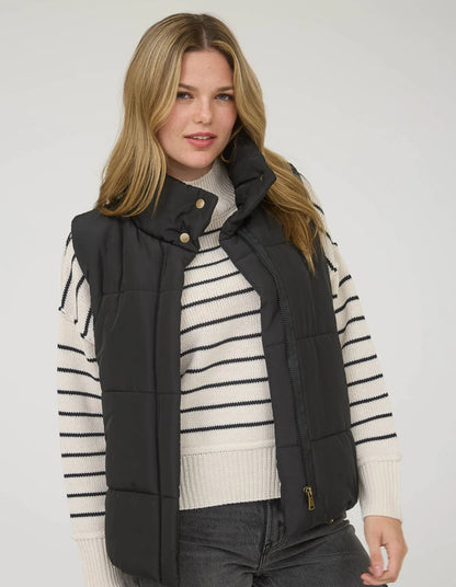 SOLID ZIP UP PUFFER VEST