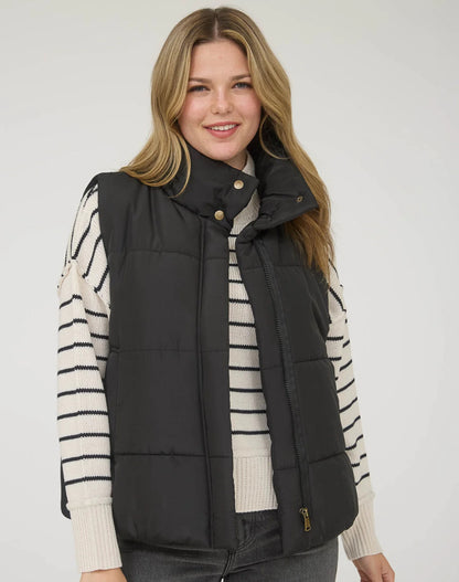 SOLID ZIP UP PUFFER VEST