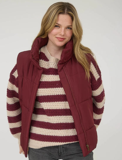 SOLID ZIP UP PUFFER VEST