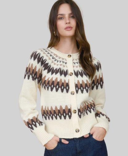 Multi Color Fair Isle Sweater Cardigan
