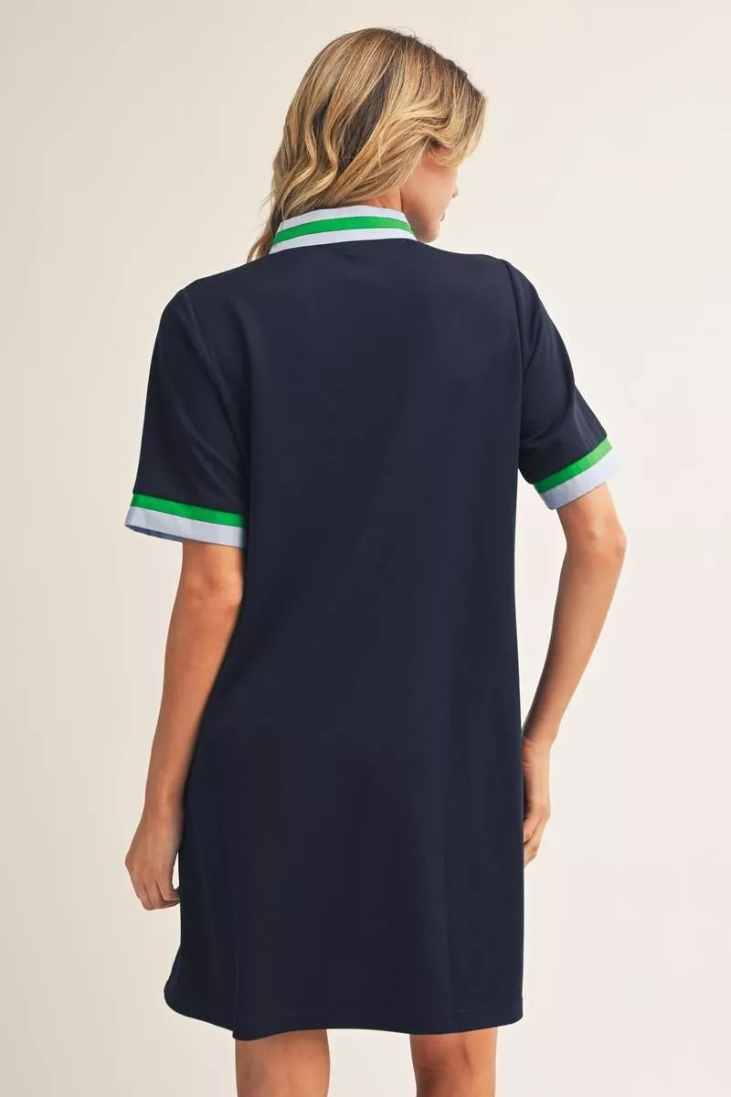 Short sleeves front zip up casual dress