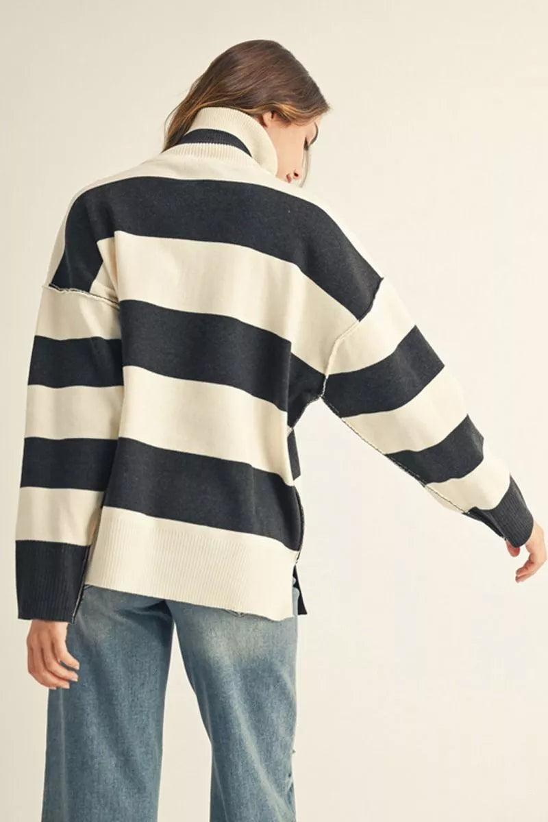 Drop Shoulder Striped Sweater