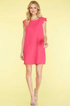 SHORT SLEEVE SCALLOP HEM WOVEN DRESS-How Cute is That? Boutique
