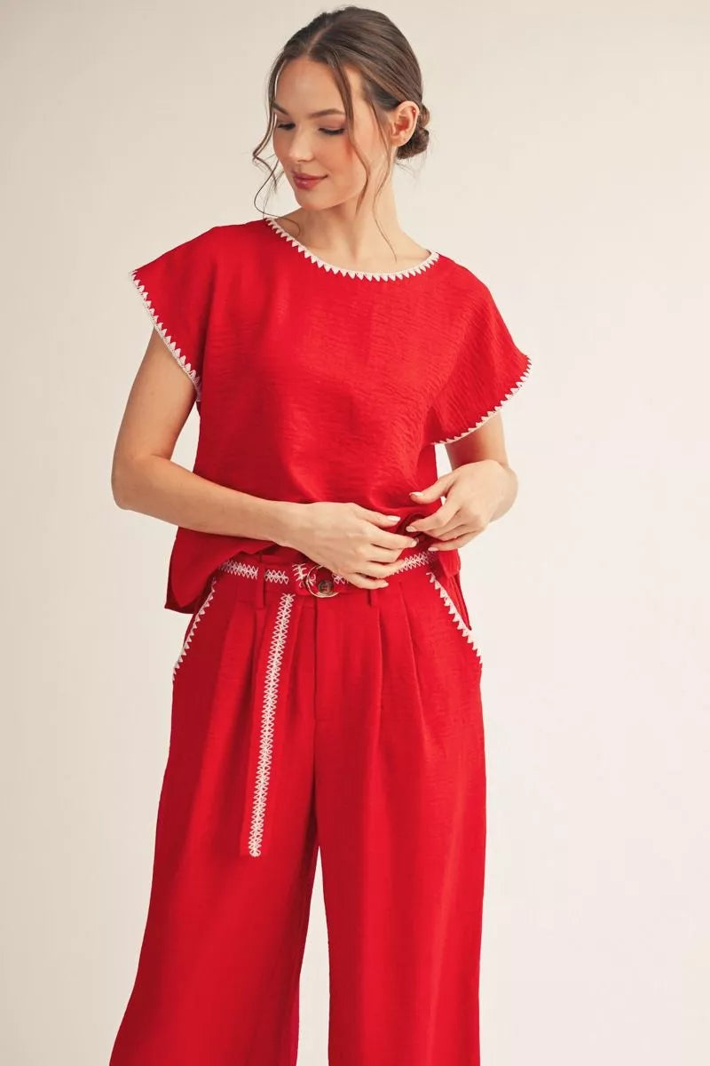 Drop Shoulder Top in Red-How Cute is That? Boutique