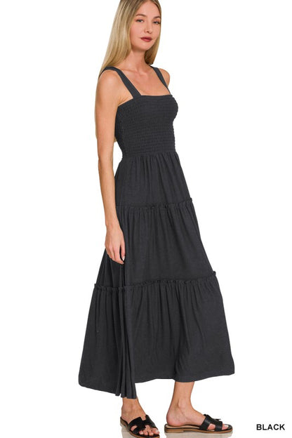 Smocked Tiered Midi Dress