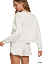 FLEECE Long Sleeve Sweatshirt and Shorts Set in Heather Gray-How Cute is That? Boutique