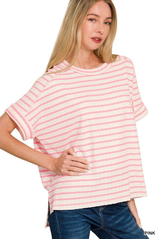 Striped Round Neck Boxy Tee