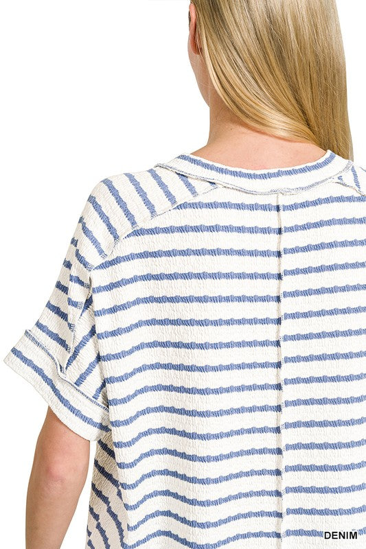 Striped Round Neck Boxy Tee