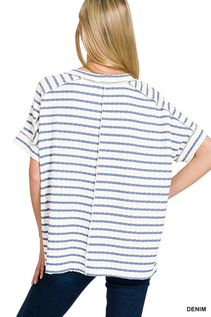 Striped Round Neck Boxy Tee