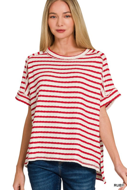 Striped Round Neck Boxy Tee