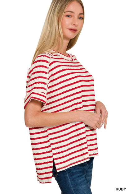 Striped Round Neck Boxy Tee