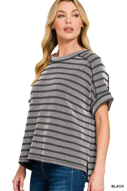Raised Ribbed Striped Top